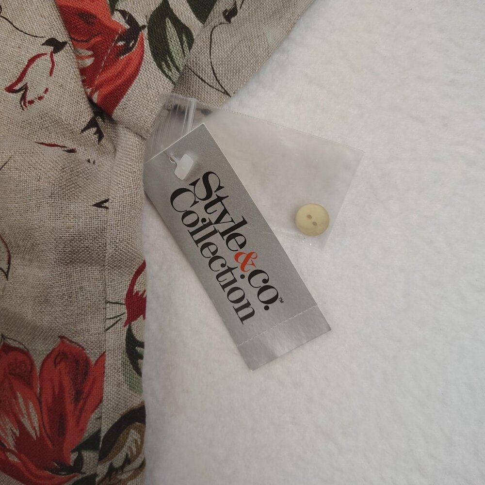 VTG Style & Co. Collection Linen Shirt Womens sz 18 Beige Flax Bali Floral - Picture 4 of 8